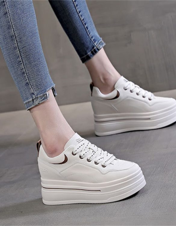 Beyaz Gerçek Deri Platform Spor Ayakkabı SK52197 Beyaz Gerçek Deri Platform Spor Ayakkabı SK52197