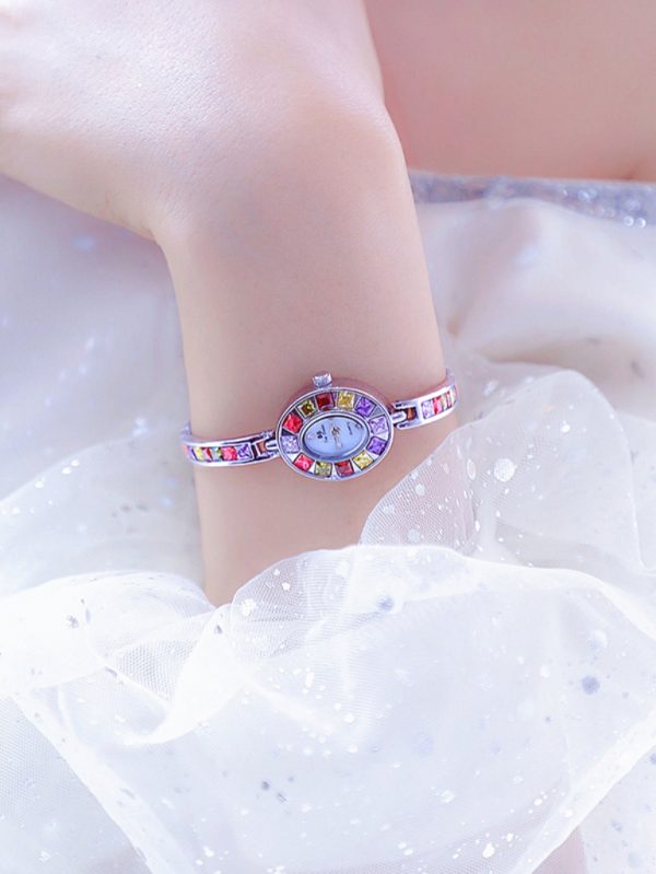 Renkli Taşlı Bileklik Saat SK52308 - Gümüş