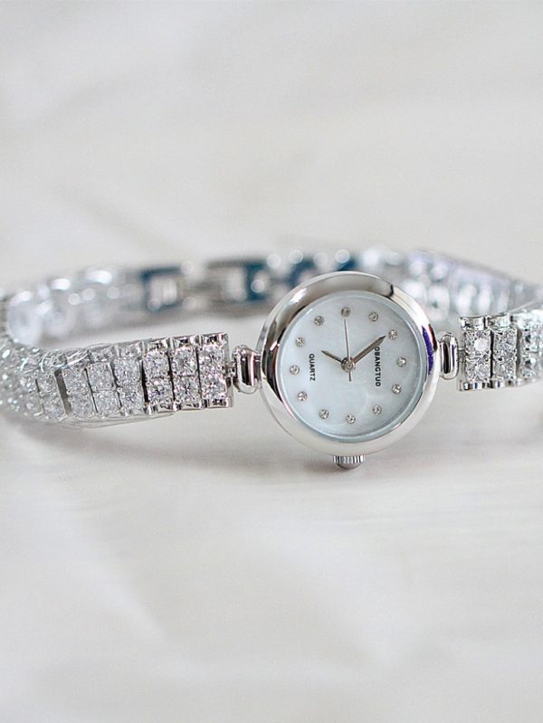 Gümüş İnce Kordonlu Taşlı Saat SK52389 - Gümüş