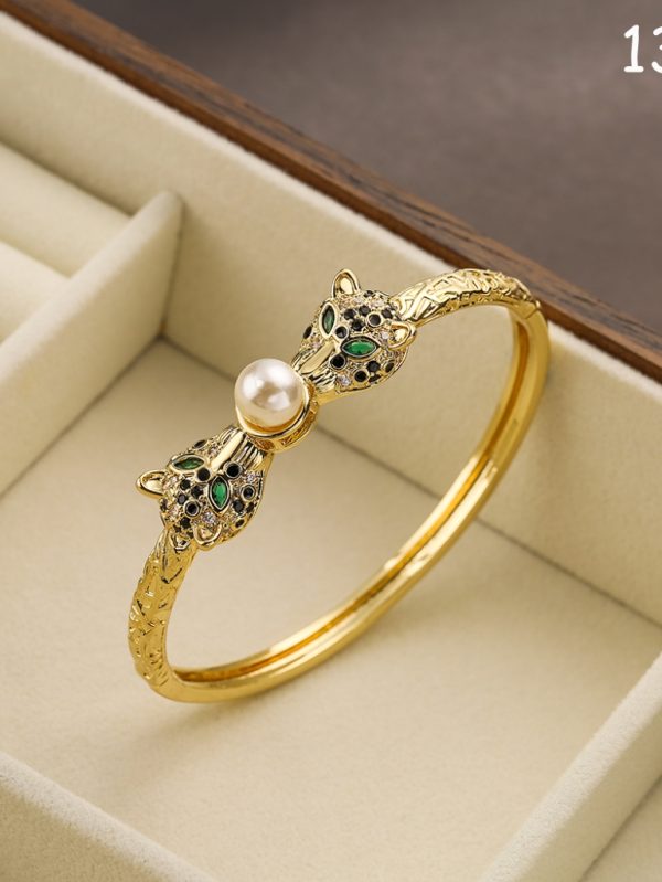 Leopar Zirkon Taşlı Altın Rengi Bileklik SK52344 - 13