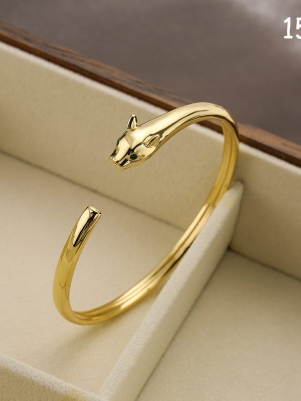 Leopar Zirkon Taşlı Altın Rengi Bileklik SK52344 - 15