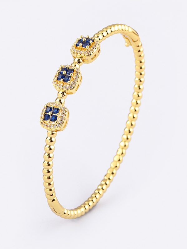 Altın Kaplama Zarif Taşlı Bileklik SK52377 - Mavi
