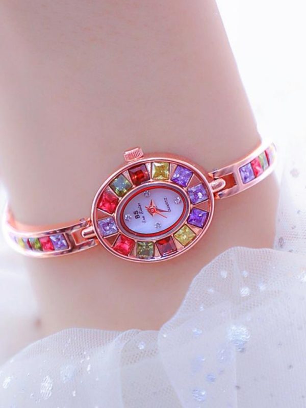 Renkli Taşlı Bileklik Saat SK52308 - Bronz