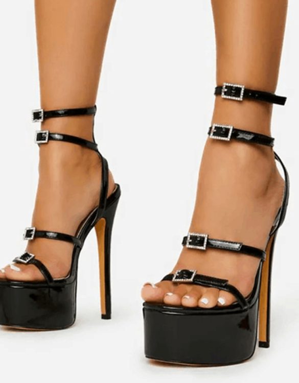 Siyah 16 cm Platform Topuklu Rugan Ayakkabı SK52452 Siyah 16 cm Platform Topuklu Rugan Ayakkabı SK52452