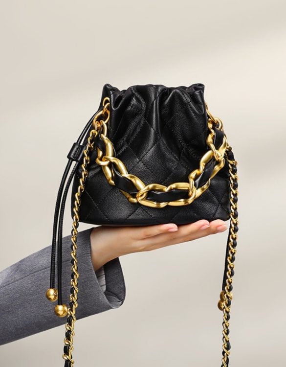 Siyah Gerçek Deri Zincirli Omuz Çantası SK52475 Siyah Gerçek Deri Zincirli Omuz Çantası SK52475