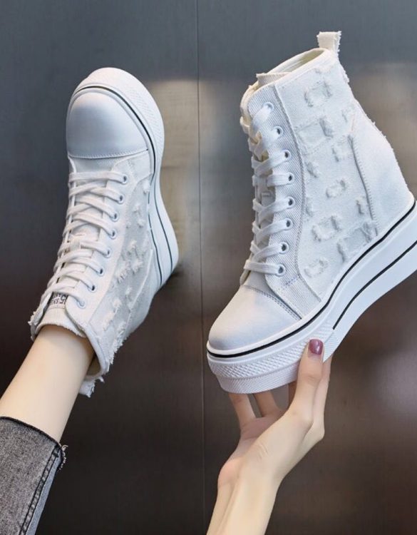 Beyaz Kanvas Gizli Topuk Kadın Sneaker SK53339 Beyaz Kanvas Gizli Topuk Kadın Sneaker SK53339