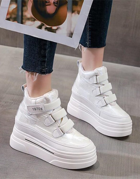 Beyaz Yüksek Platform Gerçek Deri Sneaker SK53161 Beyaz Yüksek Platform Gerçek Deri Sneaker SK53161