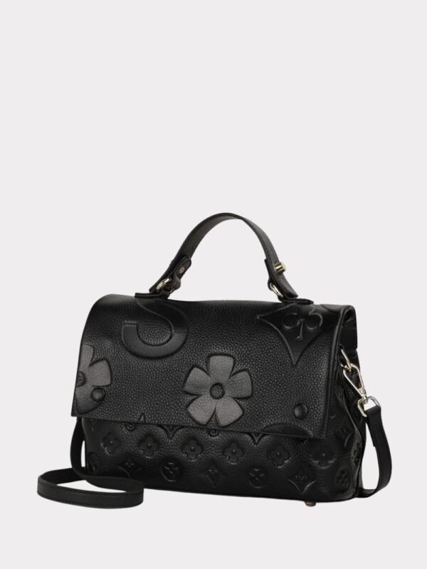Genuine leather handbag with embossed detail