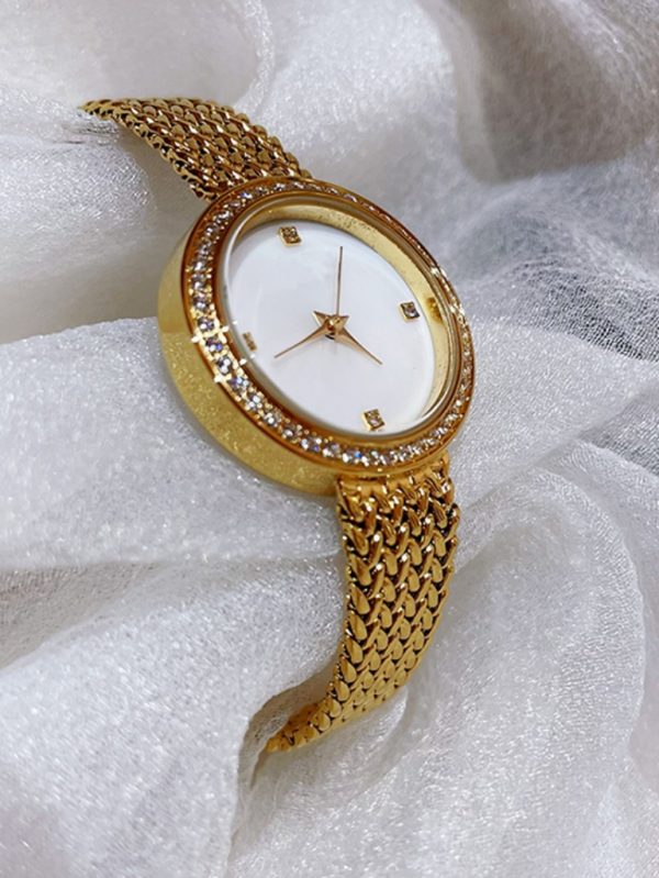 24 Ayar Altın Kaplama Yuvarlak Kol Saati SK53292 - Altın