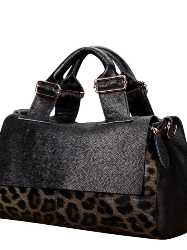 Leopar Desenli Gerçek Deri Çanta SK53607 - Siyah
