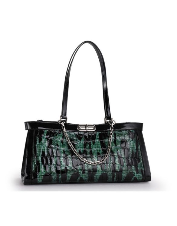 Siyah Timsah Derisi Desenli Gerçek Deri Çanta SK53618