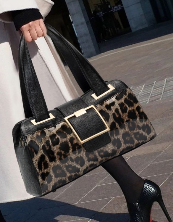 Leopar Desenli Gerçek Deri Çanta SK53594 Leopar Desenli Gerçek Deri Çanta SK53594