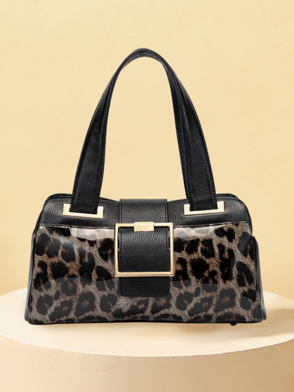 Leopar Desenli Gerçek Deri Çanta SK53594 - Siyah