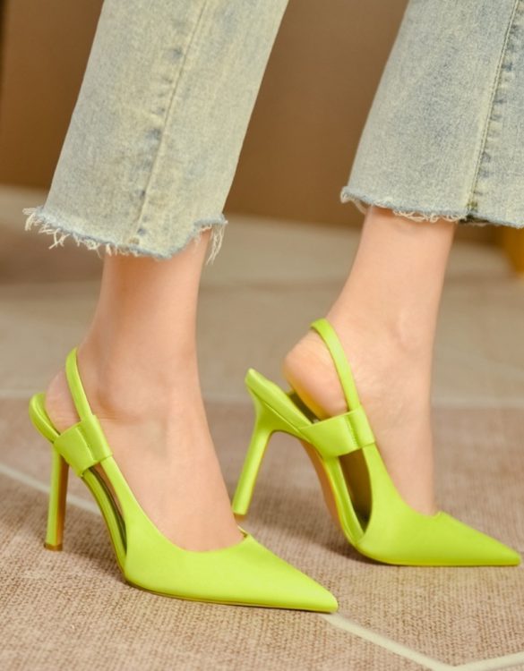 Yeşil Renkli Sivri Burun Topuklu Sandalet SK52966