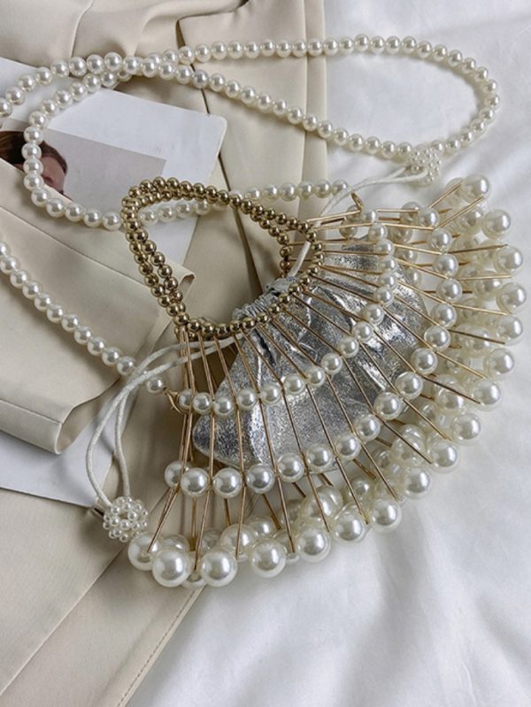 İncili Tasarım Gece Çantası SK53561 - Beyaz