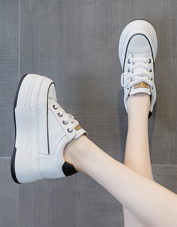 Beyaz 9 cm Platform Topuk Hakiki Deri Ayakkabı SK54317 Beyaz 9 cm Platform Topuk Hakiki Deri Ayakkabı SK54317