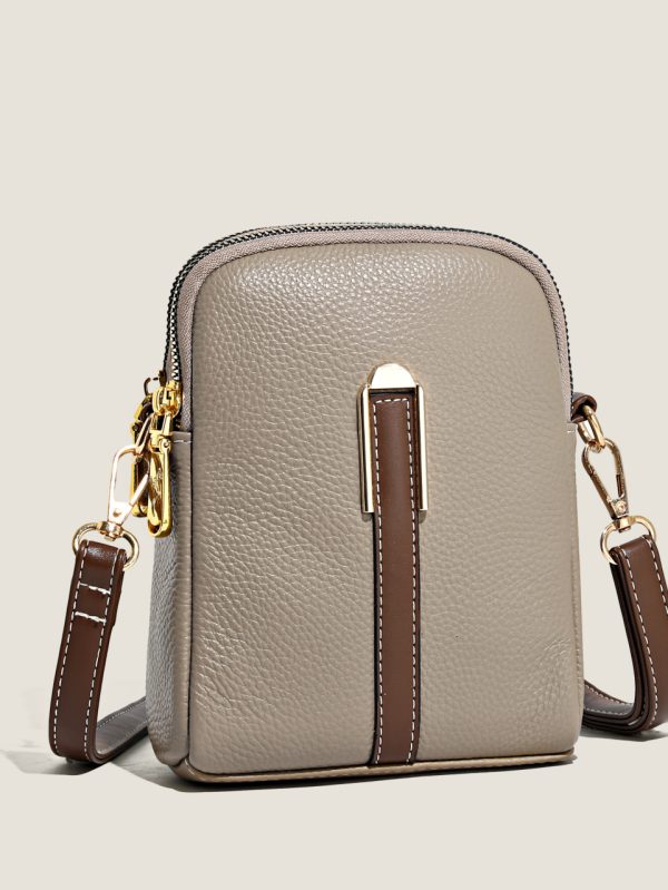 Gerçek Deri Minimalist Omuz Çantası SK54108 - Bej