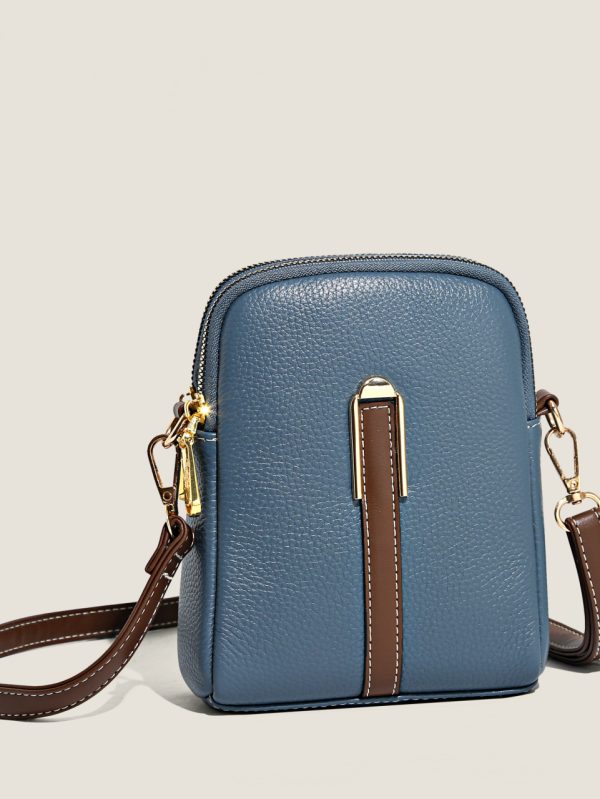 Gerçek Deri Minimalist Omuz Çantası SK54108 - Mavi