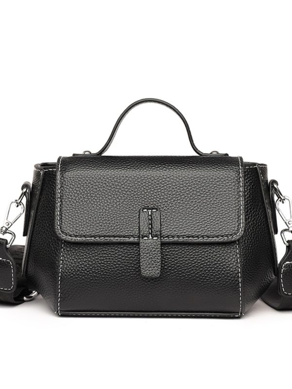 Hakiki Deri Çapraz Askılı Çanta SK53870 - Siyah