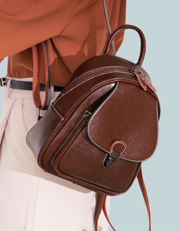 Kahverengi Hakiki Deri Vintage Sırt Çantası SK53939