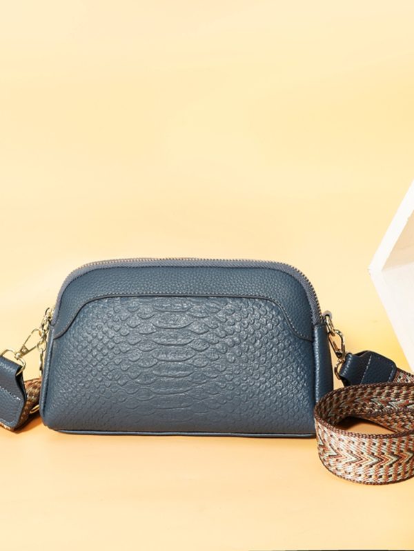 Timsah Derisi Desenli Gerçek Deri Omuz Çantası SK53978 - Mavi