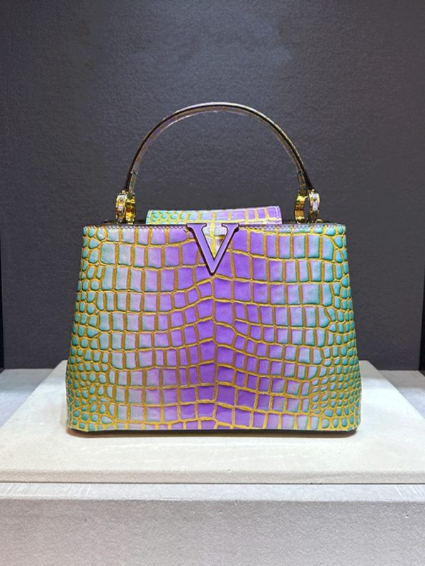 Timsah Derisi Desenli Hakiki Deri Çanta SK54019 - Mor