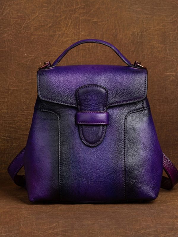 Retro Gerçek Deri Sırt Çantası SK53961 - Mor