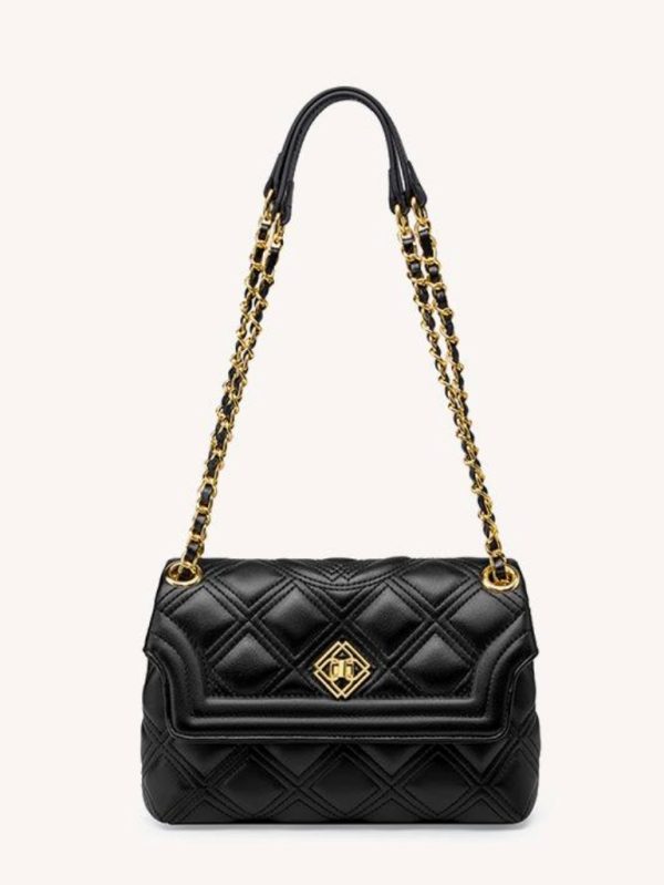 Dikiş Detaylı Gerçek Deri Omuz Çantası SK53836 - Siyah