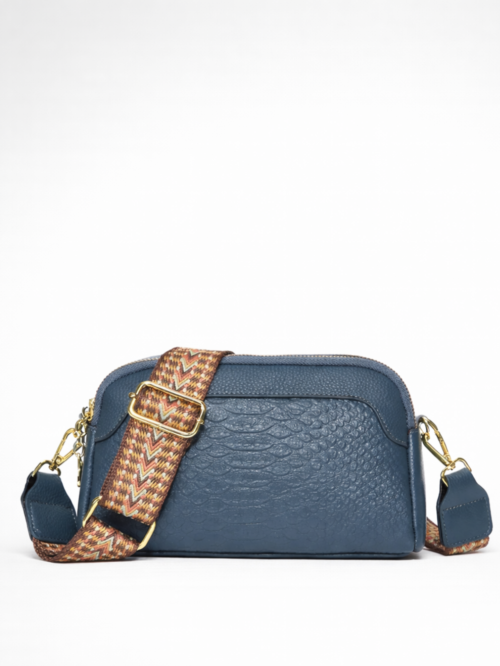 Croc-Embossed Genuine Leather Women’s Shoulder Bag SK53978