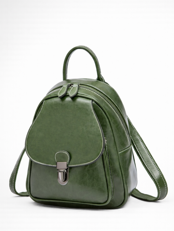 Medium-size leather backpack for women in brown and black