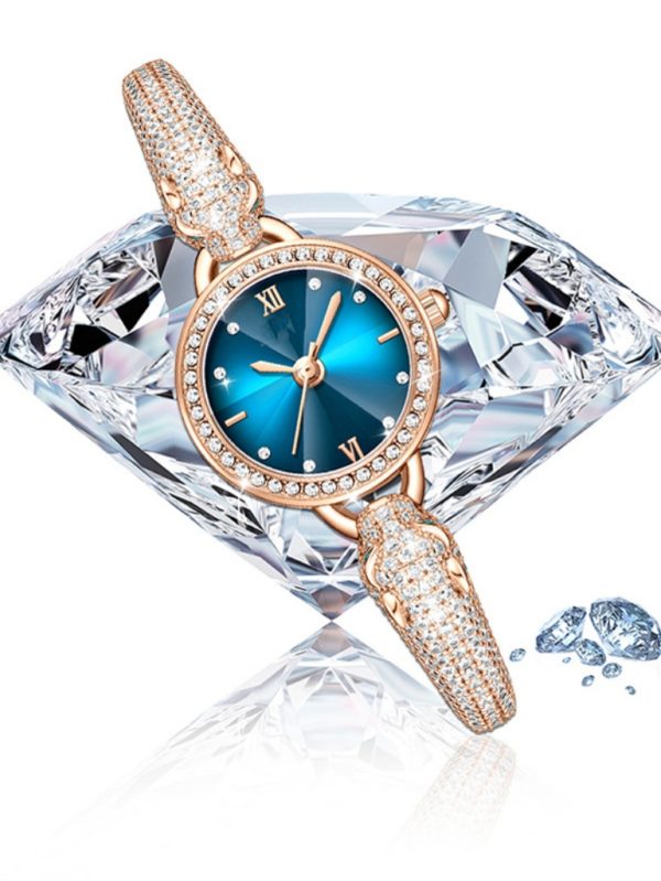 Leopar Başlı Taşlı Kadın Tasarım Kol Saati SK54729 - Rose