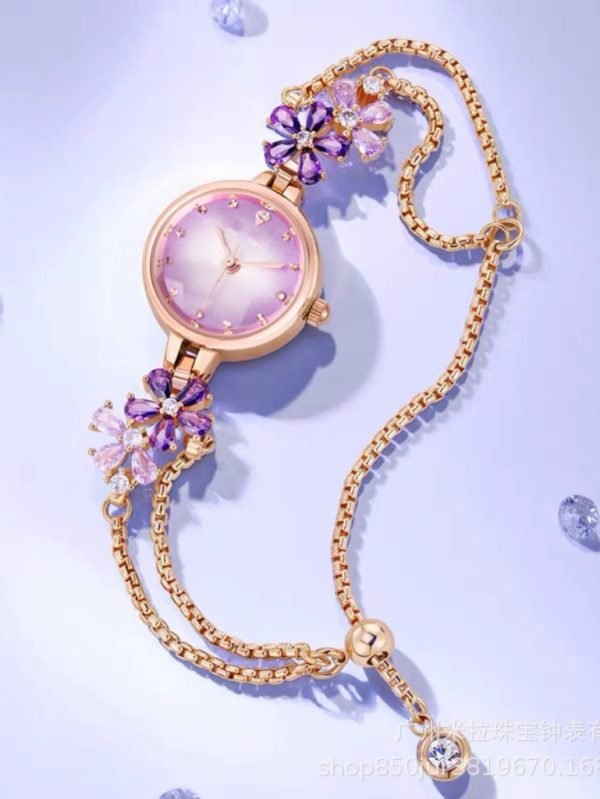 Elegant crystal dial rose gold fashion watch