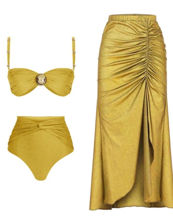 3 Parça Yüksek Bel Aksesuarlı Bikini Takımı SK55104 3 Parça Yüksek Bel Aksesuarlı Bikini Takımı SK55104