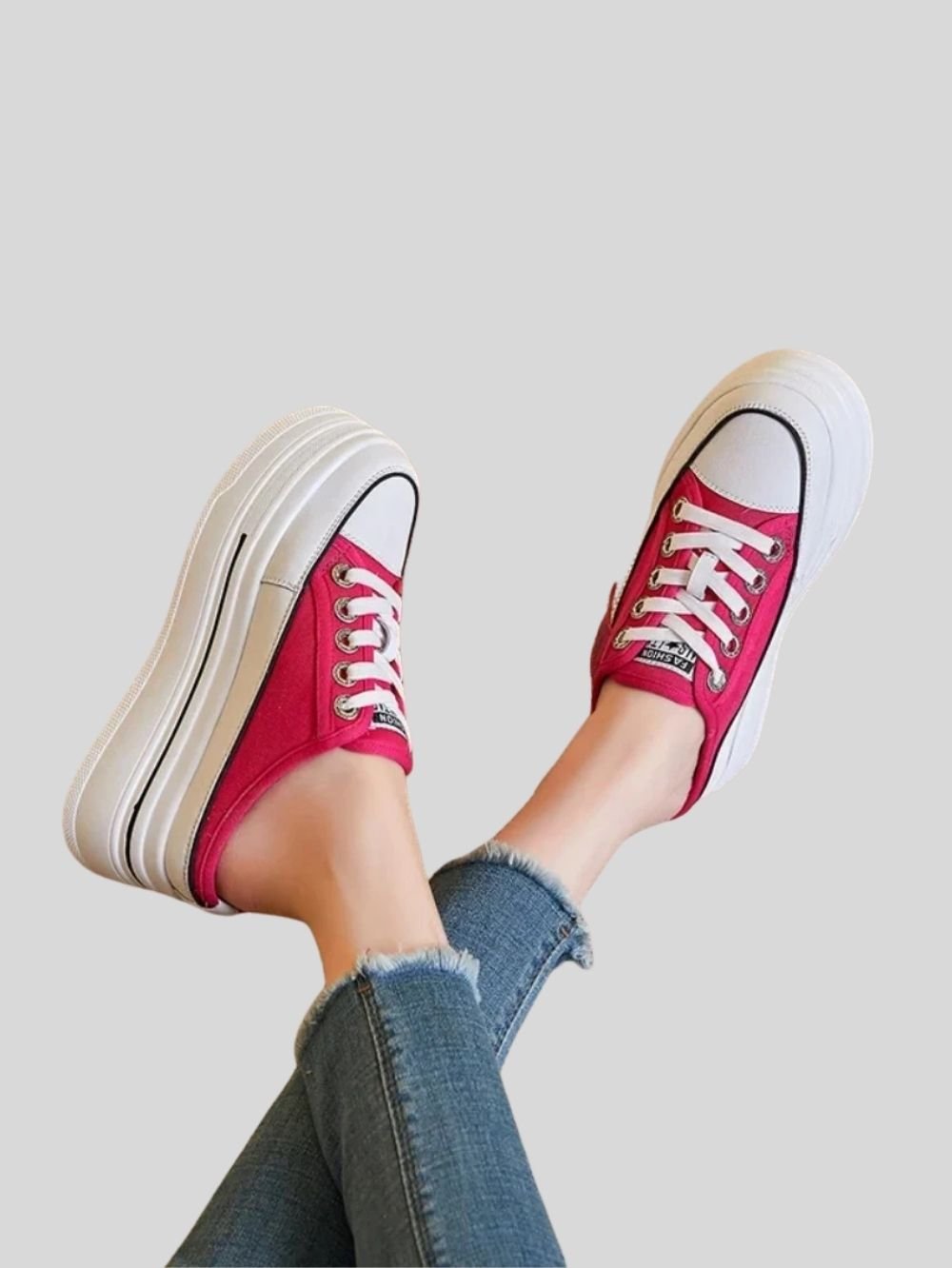 Canvas Lace-Up Platform Slippers for Women – SK55506