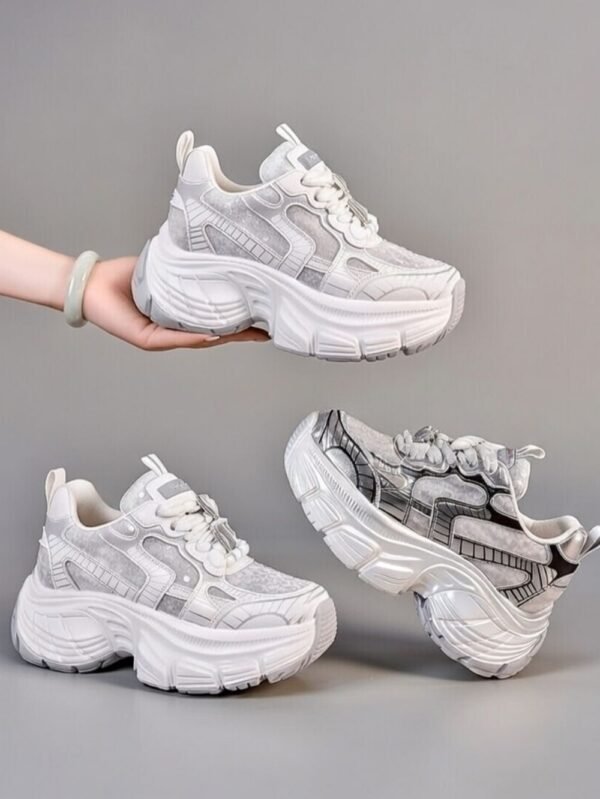 fashion platform sneakers women shiny detail front view