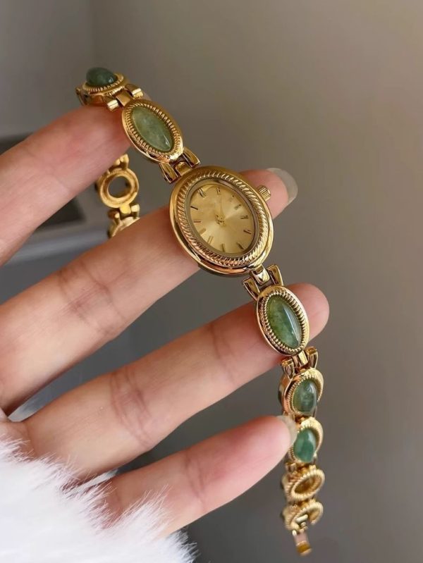 Zarif Yeşil Takı Yeşim Kuvars Bilezik Kol Saati
