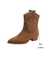 Taba İşlemeli Süet Kısa Kovboy Bot SK56954