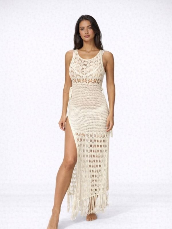 knitted beach cover up dress women front view
