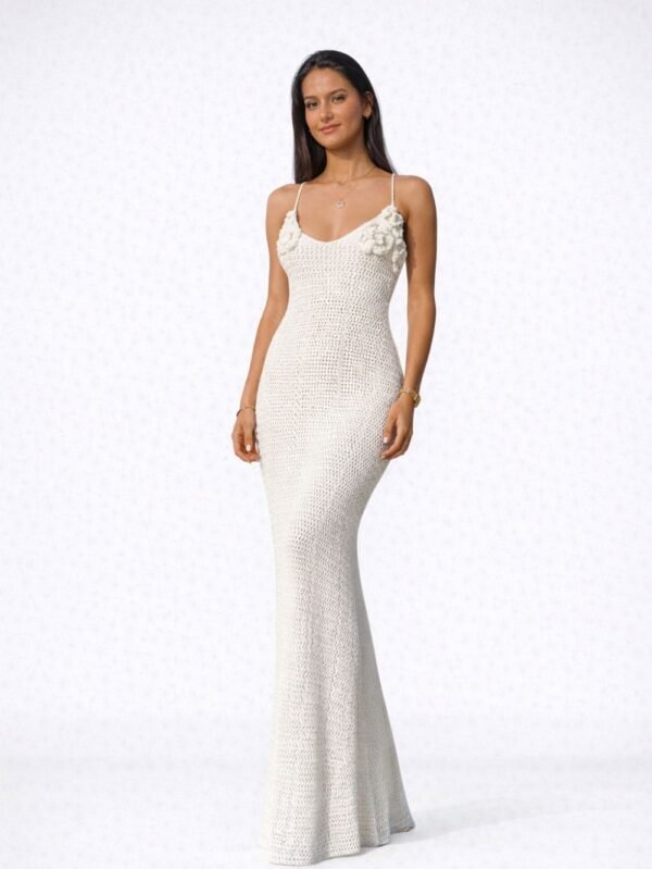 knitted beach cover up dress women front view