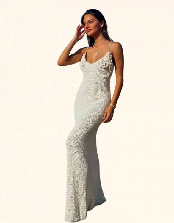 İnce Askılı Uzun Örgü Elbise SK56378 İnce Askılı Uzun Örgü Elbise SK56378