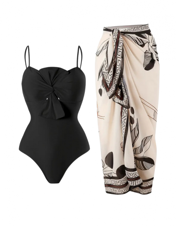 Siyah Desenli Etekli Bikini Takımı SK56534 Siyah Desenli Etekli Bikini Takımı SK56534