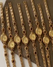Vintage Altın Kaplama Kuvars Taşlı Saat SK56939