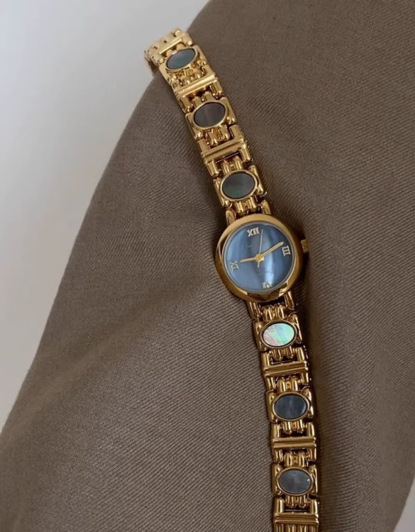 Vintage Gold Mavi Taşlı Kol Saati SK56901