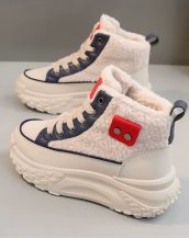 Mavi Peluş Detaylı Bağcıklı Kadın Kısa Bot SK57035