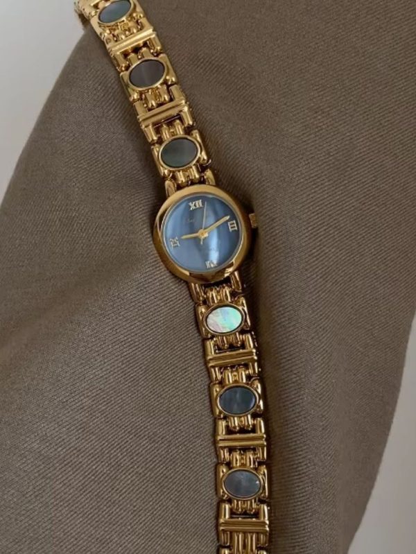 Vintage Gold Mavi Taşlı Kol Saati SK56901