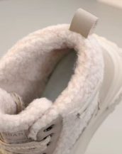 Krem Peluş Detaylı Bağcıklı Kadın Kısa Bot SK57035