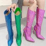Parlak Neon Renkli Topuklu Çizme SK57070