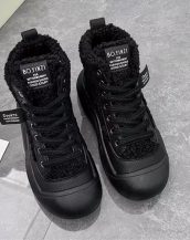 Siyah Peluş Bağcıklı Kısa Spor Bot SK57013