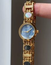 Vintage Gold Mavi Taşlı Kol Saati SK56901