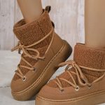 Kahverengi Bağcıklı Kalın Taban Kar Botu SK57095